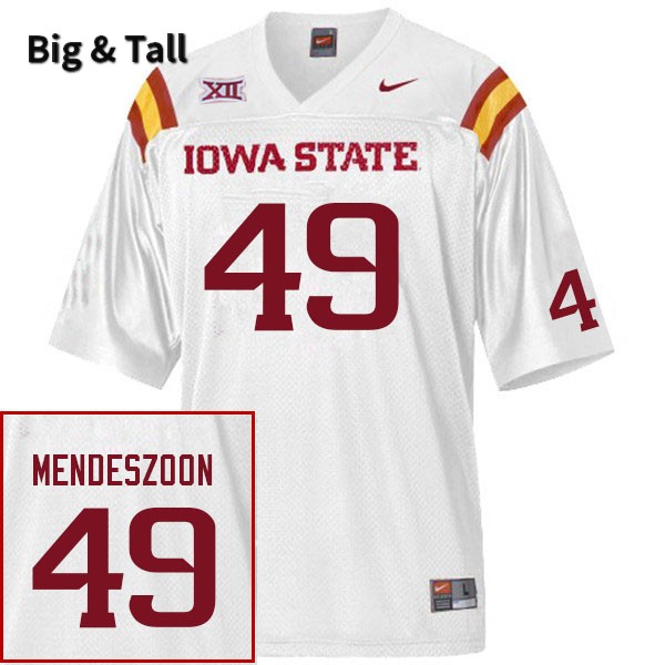 Iowa State Cyclones Men's #49 Myles Mendeszoon Nike NCAA Authentic White Big & Tall College Stitched Football Jersey UJ42O73NB